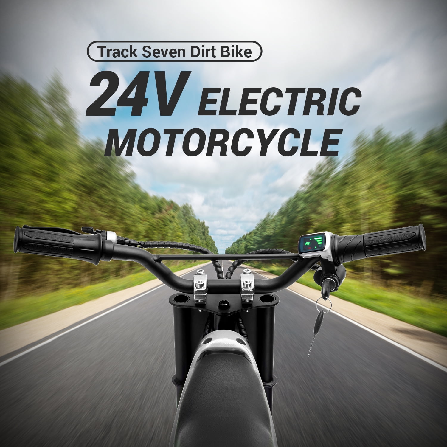 Track Seven 24V Electric Dirt Bike, 250W Ride on Motorcycle with Twist Grip Throttle, Hand-Operated Dual Brakes, Speed Up to 10 MPH, for Age 8-12, White