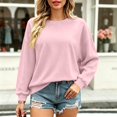 thumbnail image 6 of Womens Sweatshirts No Hood Oversized Crewneck Pullover Long Sleeve Tops | Fall Sweatshirts For Women 2026 Crew Neck Hoodie Pullover Fleece Plain Comfy Cozy Casual Travel Clothes,M, 6 of 8