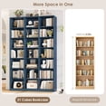 thumbnail image 2 of Hiphuta 86"H x 47"W Wood Triple 7-Tier Standard Bookcase, Tall Bookcase for Bedroom, Living Room and Office, Freestanding 21 Cubes Display Storage Shelves, Blue, 2 of 7