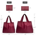 thumbnail image 2 of Wrapables Large & Small Foldable Tote Nylon Reusable Grocery Bags, Set of 2, Burgundy, 2 of 7