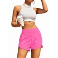 thumbnail image 3 of Women'S Athletic Shorts High Waisted Running Shorts Pocket Sporty Short Gym Elastic Workout Shorts Rose Red L, 3 of 5