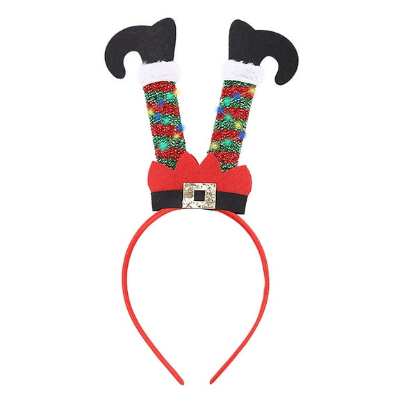 Hair Children Christmas Headband with Lights Elf Leg Hair Band Kids Hair Accessories Christmas Party Fancy Dress Headwear