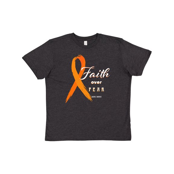 Inktastic Faith over Fear Leukemia Awareness with Orange Ribbon Youth T-Shirt
