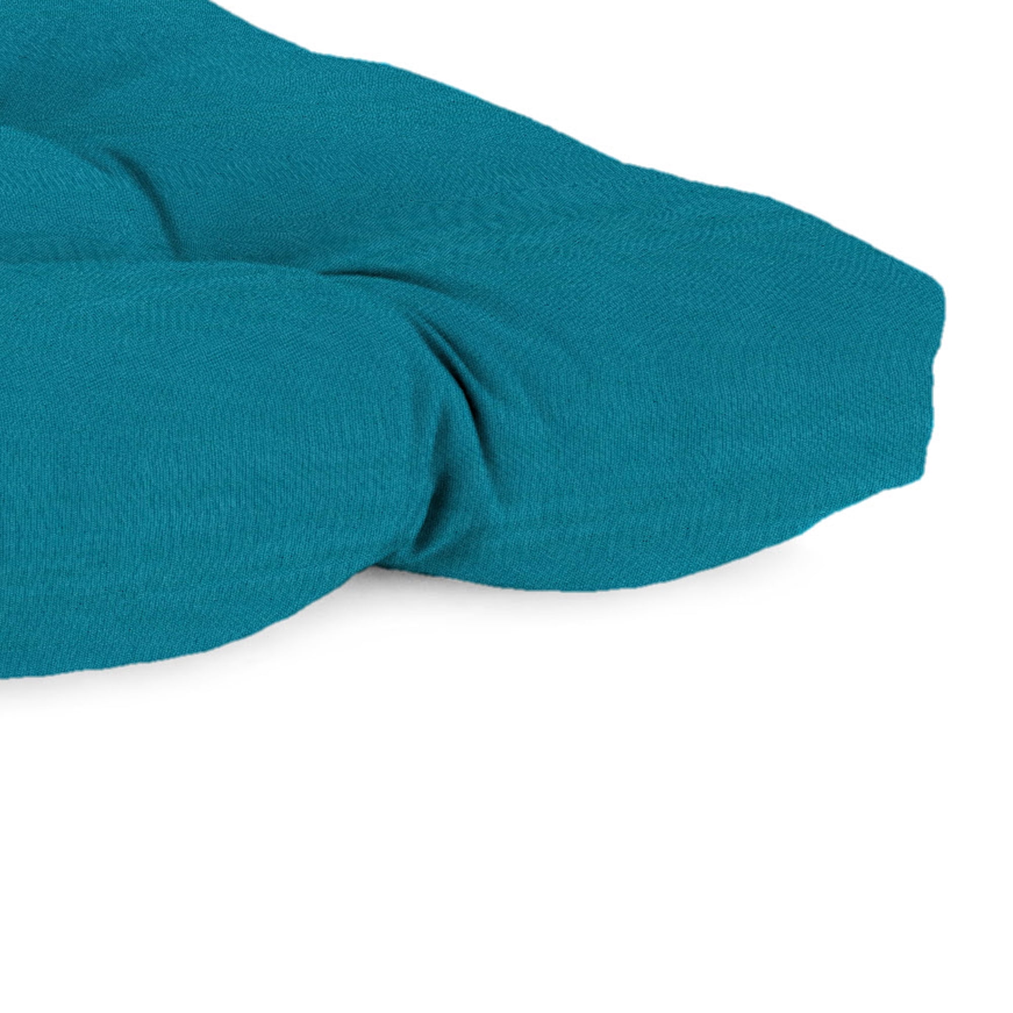 Jordan Manufacturing 43" x 19" Canvas Turquoise Solid Rectangular Tufted Outdoor Wicker Settee Bench Cushion with Rounded Back Corners