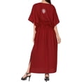 thumbnail image 3 of HAPPY BAY Women's Loungewear Plus Size Caftan Maxi Evening Gown 2X-3X Red, Embroidery, 3 of 4