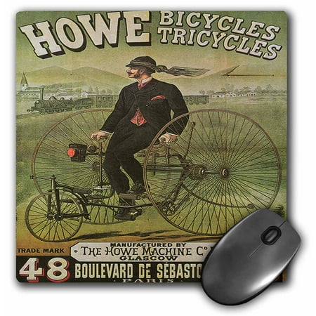 3dRose Howe Bicycles Tricycles Glascow Vintage Advertising Poster, Mouse Pad, 8 by 8 inches