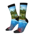 thumbnail image 1 of Lukts Island And Coral Reef Pattern Womens Crew Soft Moisture-wicking Socks,Moisture Control Crew Socks,Mid Calf Socks, 1 of 6