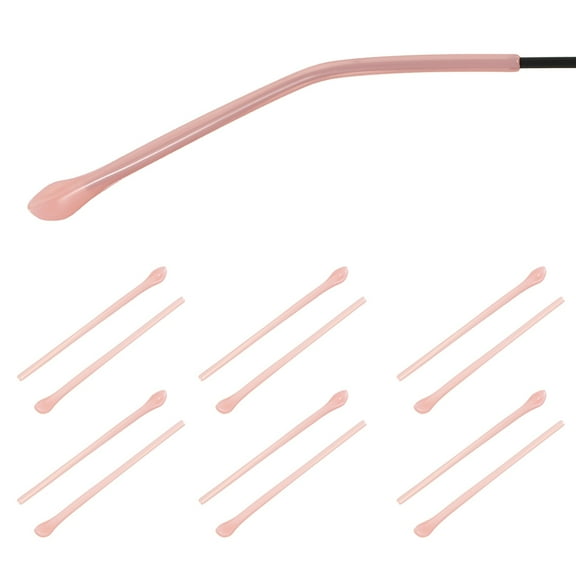 Uxcell 6 Pairs Eye Glass Replacement Temples, Plastic Anti-Slip Eyeglass End Tips Glasses Retainers Fits 1.4mm for Round Thin Metal Eyeglass Sunglasses Temple, Style1 White Pink