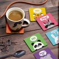 thumbnail image 3 of Inkdotpot Ensemble de 6 sous-Verres Faciles à Nettoyer 4-Zoll SquareCoasters Base en Cork-Réutilisable - Animaux Mignons, 3 of 8