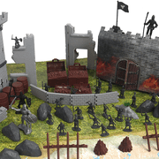 Plustopoy Medieval Castle Knight Toy Soldier Figures Army Men Toys, 1 Storage Bag,2 Dragons, 2 Bridges, 1 Map