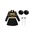 thumbnail image 5 of Aislor Kids Girls Halloween Cheer Leader Long Sleeve Cheerleading Uniform Dress with Pom Pom Stockings A White&Black 12, 5 of 7