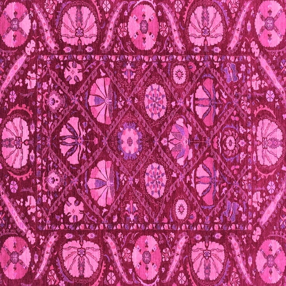Ahgly Company Indoor Square Abstract Pink Modern Area Rugs, 4' Square