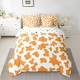 thumbnail image 2 of Homewish Kids Teens Abstract Cattle Print Bedding Comforter Set 7 Pieces,Orange White Full Bedding Set Lightweight,Animal Cow Fitted Sheet Flat Sheet,Microfiber Bedroom Decor,Reversible, 2 of 8