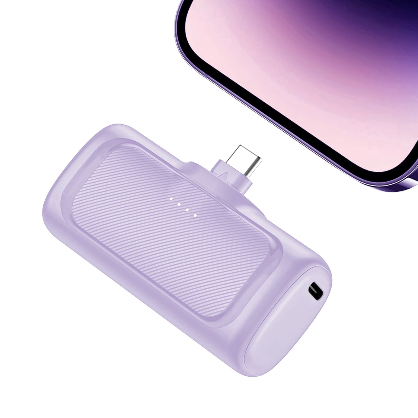 Portable Charger, 5000mAh Power Bank with Foldable USB-C Plug, 22.5W Mini Charger Battery Pack Compatible with iPhone 17 to 15,Purple