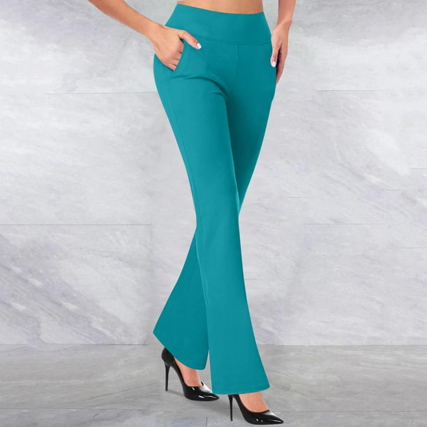 Dvoford Women s Yoga Dress Pants Stretchy Work Slacks Business Casual Straight Leg Bootcut Pull on Trousers with Pockets Walmart Business Supplies