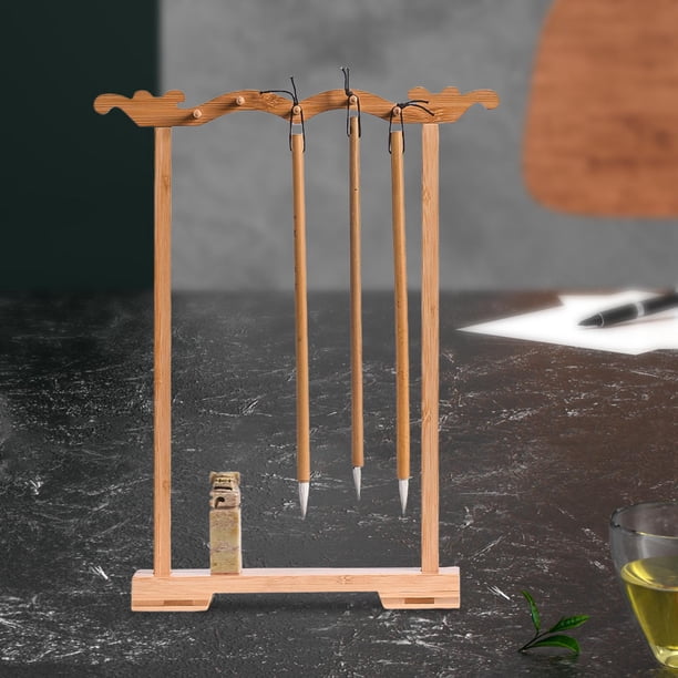 Colgador de pinceles Sumi para caligrafía, soporte para bolígrafos y pinceles, almacenamiento elegante, soporte para cepillos, estante para escritorio