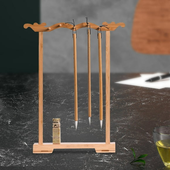 Colgador de pinceles Sumi para caligrafía, soporte para bolígrafos y pinceles, almacenamiento elegante, soporte para cepillos, estante para escritorio