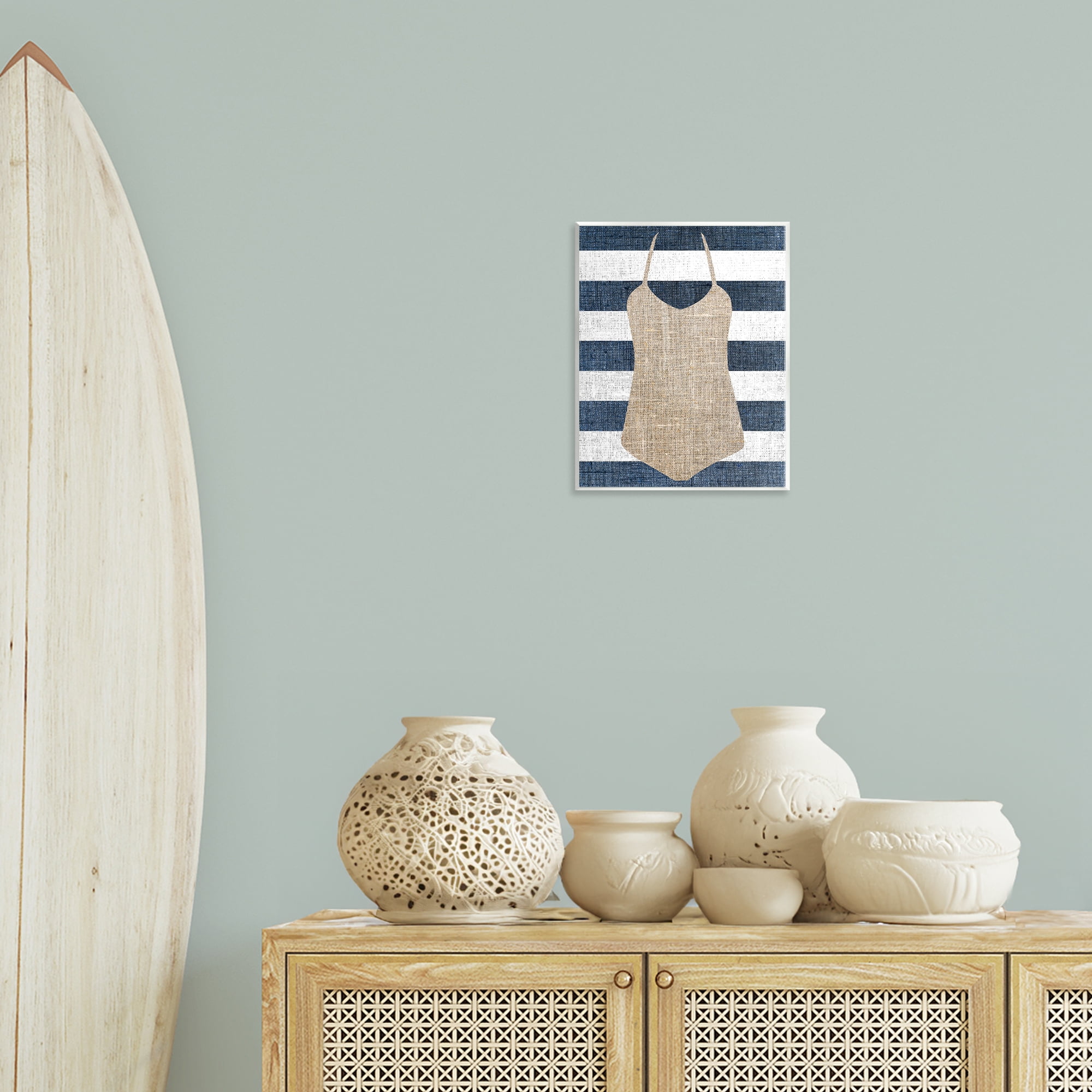 Stupell Industries Swimsuit on Stripes Beauty & Fashion Painting Unframed Art Print Wall Art, 11 x 14