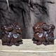 thumbnail image 1 of pair of ebony wood carved Pixiu figurines, wooden home decor, entryway tabletop ornaments, shop opening gifts, and handicrafts., 1 of 3