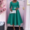 thumbnail image 2 of AURA Plus Size Summer Solid Color A Line Swing Dress Elegant High Waist Midi Evening Dress XL XXXL, 2 of 10
