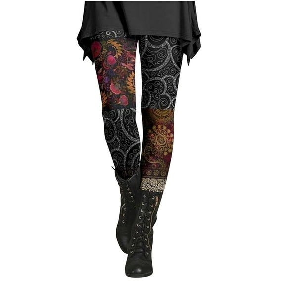 Women's Christmas Leggings High Waisted Winter Workout Pants Tummy Control Santa Claus Print Gym Legging Tights