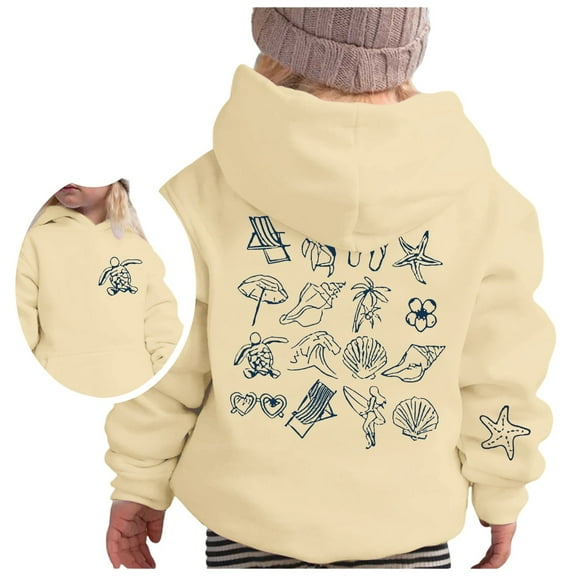 Tween Girls Hoodies Sweatshirts Soft Pullover With Hood Casual School Outdoor Clothing Beige Size 11-12T