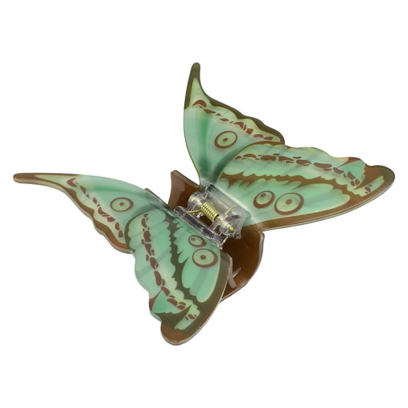 Unique Bargains 1 Pc Butterfly Hair Clips Hairdo Clip for Women 4.13"x3.74"x1.57" Green Brown