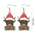 thumbnail image 3 of SUSHANG Christmas Animal Cow Earrings Christmas Wooden Earrings Animal Cow Earrings Christmas Hat Earrings, 3 of 4