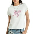 thumbnail image 1 of Mialoley Femmes Slim Fit Col Rond Manches Courtes Mignon T-shirt Imprimé Tops pour l'Été, 1 of 9