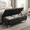 Onyx Black, variant on Pearl White Tufted Leather Storage Ottoman Bench with Hidden Storage,End of Bed Bench for Bedroom,Entryway Shoe Seat,Living Room Ottoman Footrest,Crystal Buttons,Silver Legs