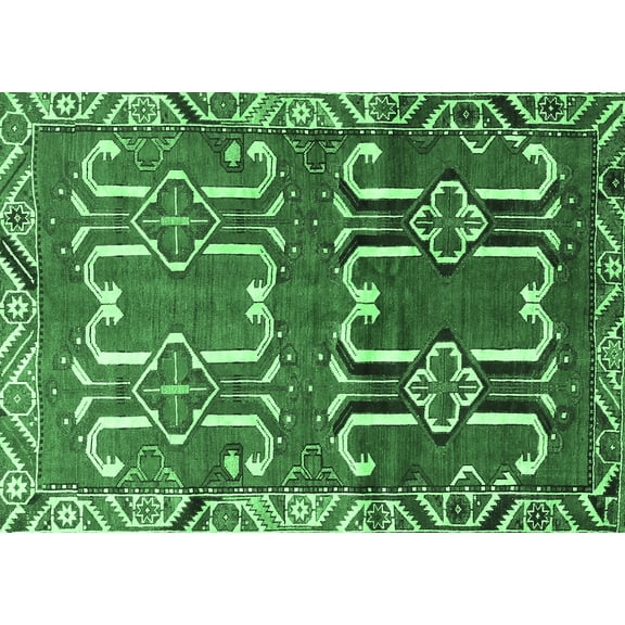 Ahgly Company Indoor Rectangle Persian Emerald Green Traditional Area Rugs, 5' x 7'