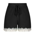 thumbnail image 4 of Kaemgyyd Plus Size Shorts for Women Cute Lace Trim Elastic Waist Drawstring Shorts with Pockets Beach Vaction Clothes for Women, 4 of 5