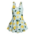 thumbnail image 4 of Xixirimido Lemons Blue Print Girls Swimsuits One Piece Sleeveless Swimwear with Skirt Modest Bathing Suit with Built-in Shorts Beach Vacation Swim Dress, 8-9 Years, 4 of 7