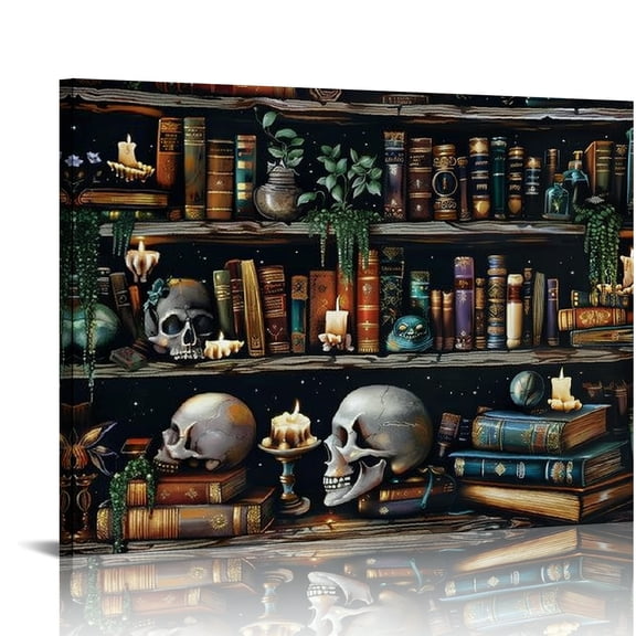 Autua Skulls Books Vanitas Art Modern Canvas Prints Wall Decor 20x16in