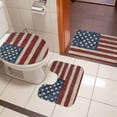 thumbnail image 5 of Retro American Bathroom Rugs Set Flag Red Blue Stripe Star Wood Grain Non Slip Absorbent Soft Bath Mats 3 Piece Set with Bathroom Rug, U-Shaped Floor Mat, Toilet Seat Cover Small Size, 5 of 9