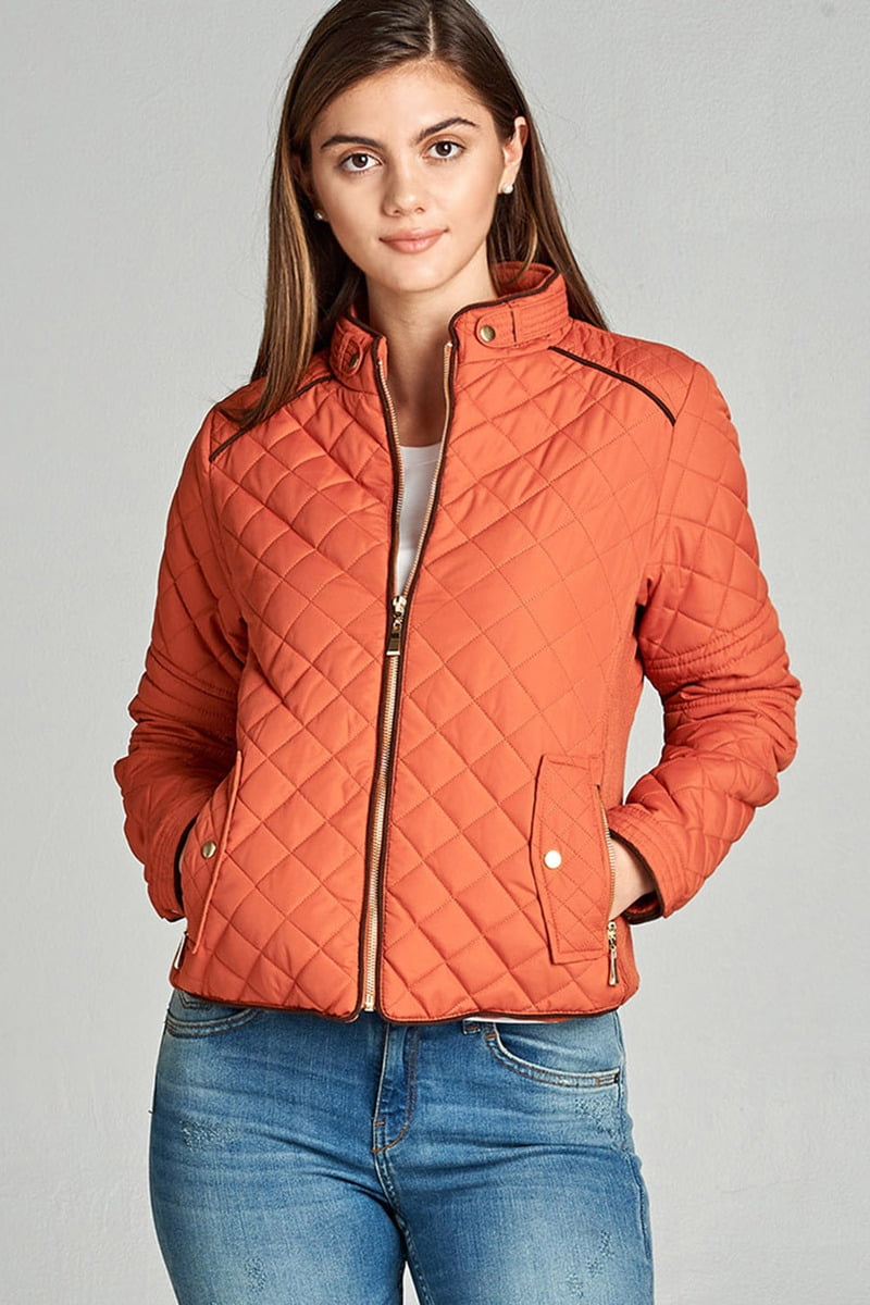 Active Basic - Women's Quilted Padding Jacket Winter Coat w/ Suede ...