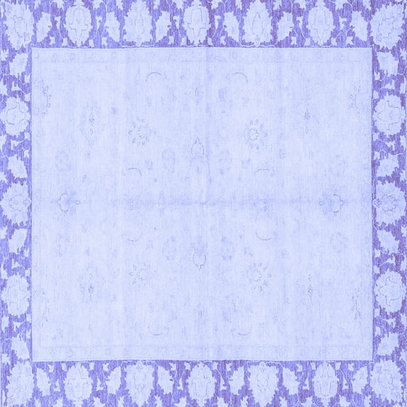 Ahgly Company Machine Washable Indoor Square Abstract Blue Modern Area Rugs, 6' Square