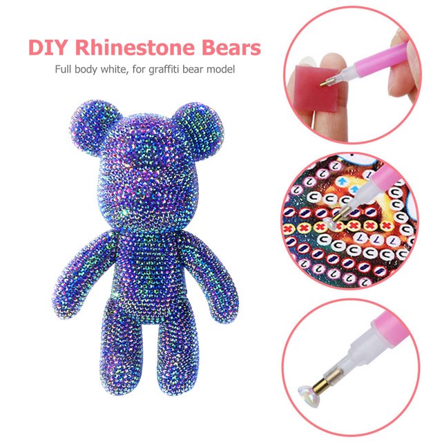 Pintura de diamante DIY Oso Violento Likrtyny Mosaico Hecho a Mano Azul 23*7,5*3,5 cm