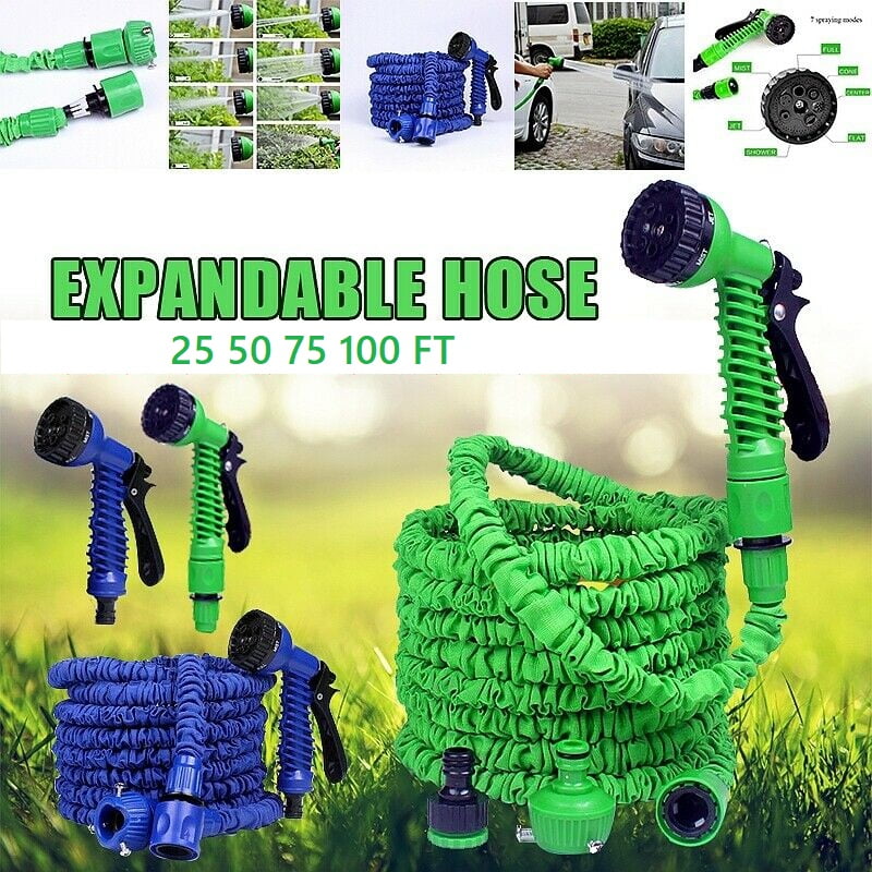 Expandable Flexible Garden Water Hose Pipe w/ Spray Nozzle Gun 25/50/75/100FT 