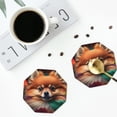 thumbnail image 4 of Lsque Colorful Leaf Chihuahua Pattern 4" Drink Coasters Set of 4, PVC Leather Absorbent Coasters, Table Coaster Set Decorative Coffee Cup Coasters Housewarming Gift -Octagon, 4 of 6
