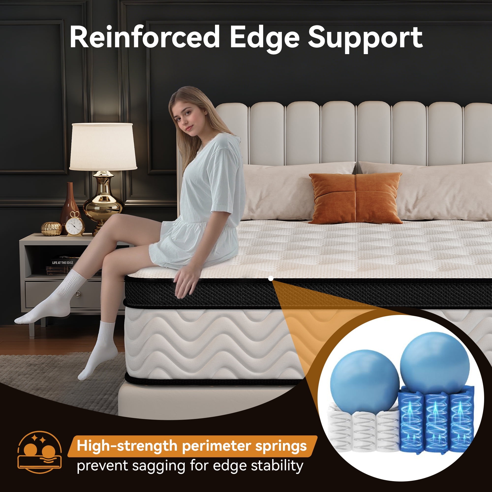 Sailvan King Mattress ,12 inch King Size Mattress ,Hybrid Mattress King in a Box with Memory Foam and King Pocket Springs for Edge Support, Pressure Relief