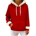 thumbnail image 2 of UQJfacai Christmas Hoodies for Women Faux Fur Trim Hooded Sweatshirts Santa Claus Xmas Holiday Long Sleeve Fleece Pullover Sweaters, 2 of 7