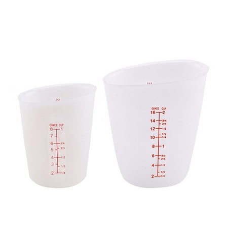 

2pcs 250ml 500ml Non Stick Mixing Baking Clear Dual Scale Silicone Measuring Cup