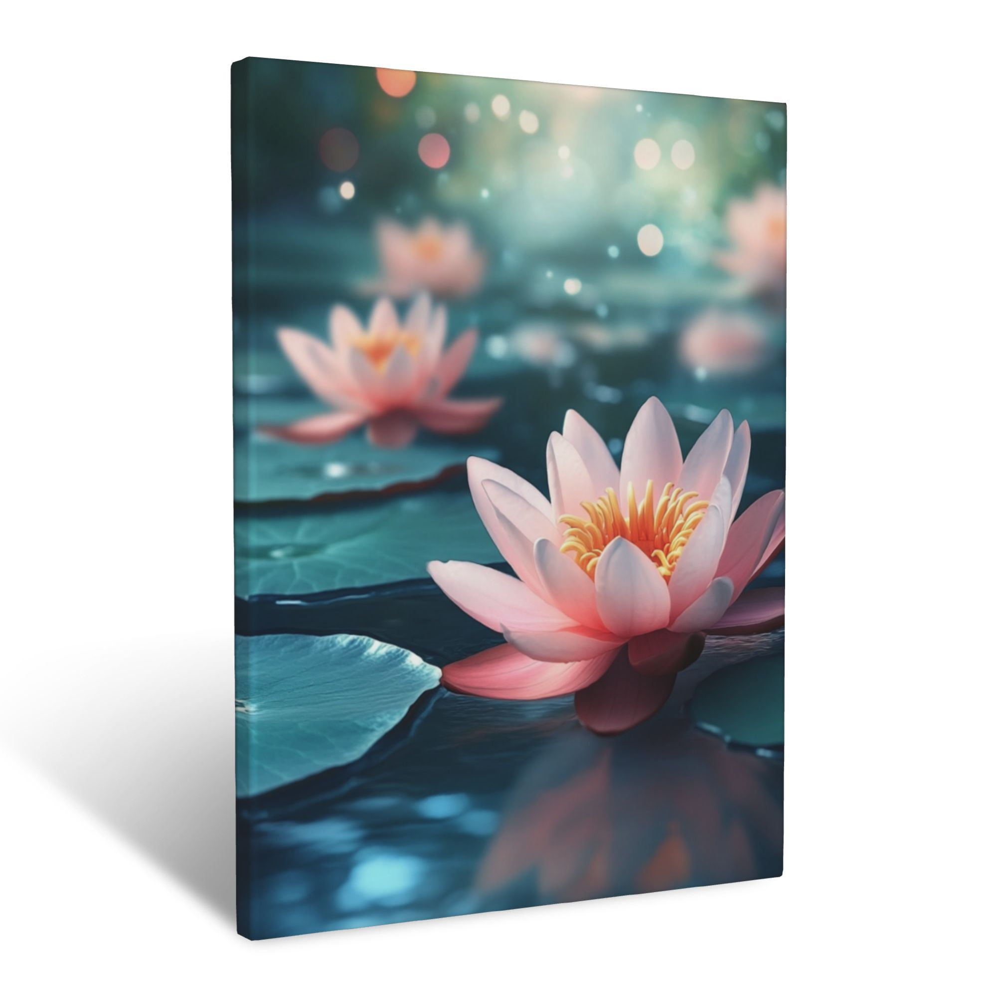wall26 Canvas Print Wall Art Zen Garden with Bamboo and Pink Water