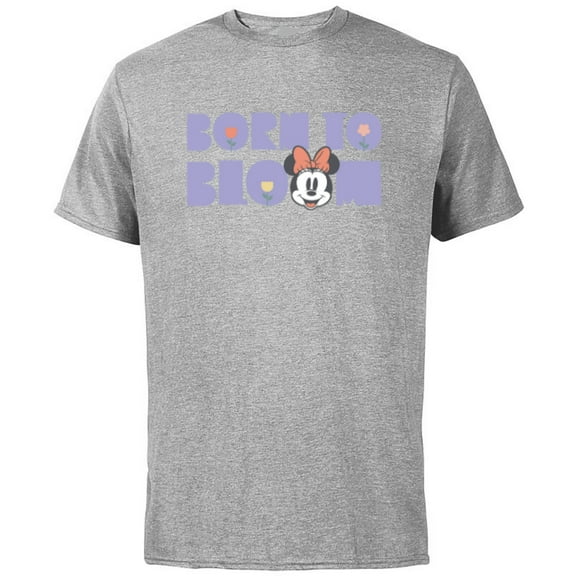 Disney Minnie Mouse Born to Bloom Springtime Flowers Retro - Short Sleeve Cotton T-Shirt for Adults - Customized-Athletic Heather