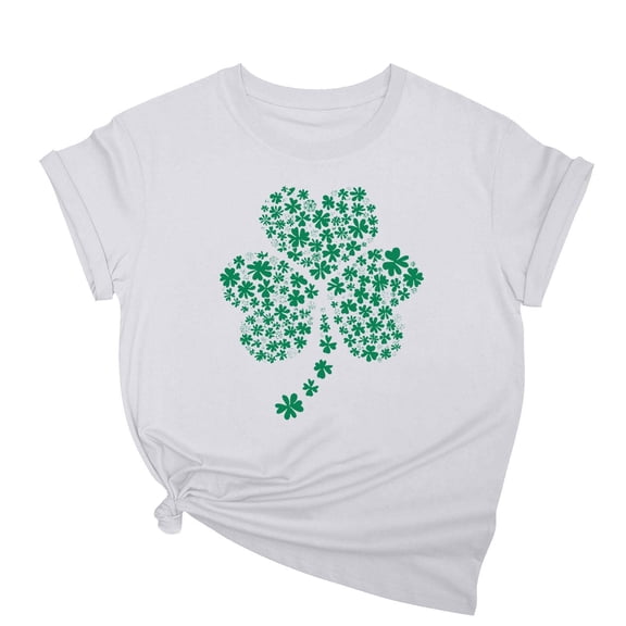 St Patricks Day Shirts for Women Glitter Shamrock Print 3/4 Sleeve Tops Crewneck Pullover Blouse Lucky Clover Tshirt