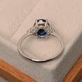 thumbnail image 2 of lab Created Blue Sapphire Engagement Ring 14K White Gold Plated 2.90Ct Oval Cut, 2 of 4