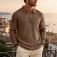 thumbnail image 7 of Havenx Slub Cotton Linen Polo Shirts for Men Long Sleeve Button Down Polo Shirt Collared T Shirts Refreshing Silky Soft Lightweight Summer Clothes,Brown 3XL, 7 of 7