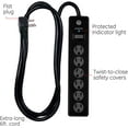 thumbnail image 5 of GE Outlet Surge Protector 2 Pack, 6 Ft Extension Cord, Power Strip, 800 Joules, Twist-to-Close Safety Covers, Black, 54639, 5 of 7