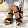 thumbnail image 6 of Fukaraa Women's Slingback Wedge Sandals Adjustable Buckle Peep Toe Platform Summer Casual, 6 of 9